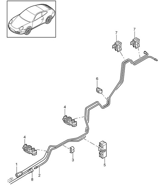 Diagram 201-010 Porsche 997 (911) MK1 2005-2008 Fuel System, Exhaust System