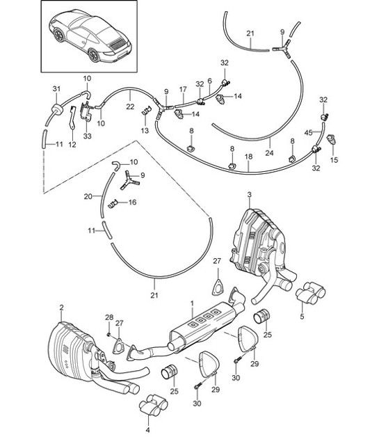 Diagram 202-004 Porsche 997 (911) MK1 2005-2008 Fuel System, Exhaust System