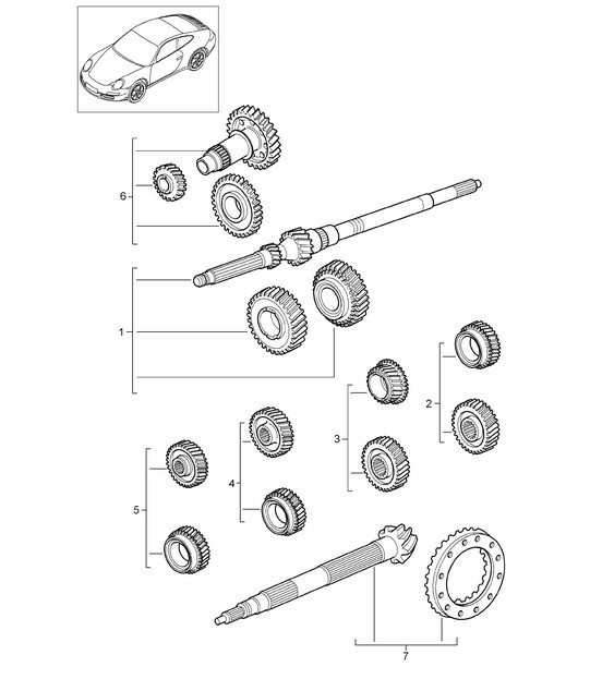 Gear wheel sets - G9705,G9735 - 997.2 Carrera 2009-12