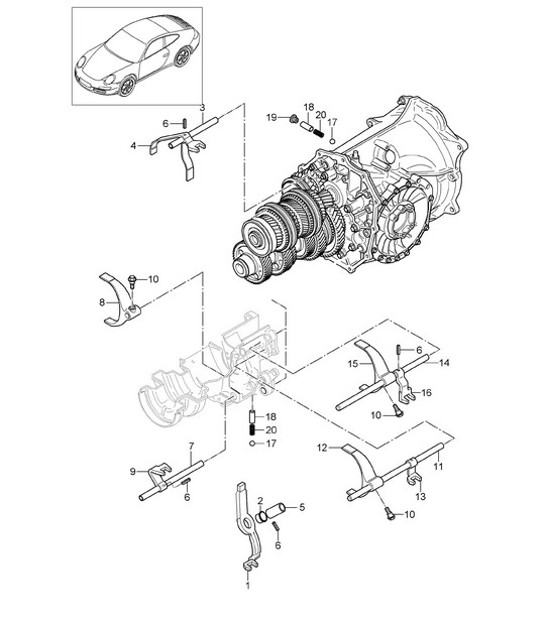 Diagram 304-000 Porsche 997 MKII Carrera C4 3.6L 2009-12 Transmission