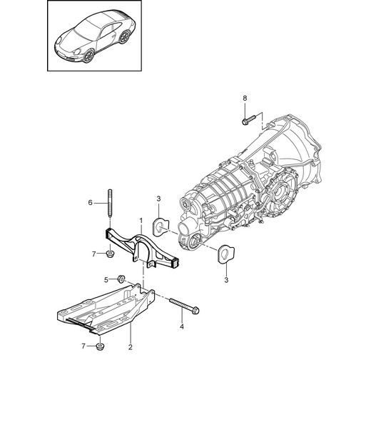 Transmission suspension Threaded joint Engine 997.2 2009-2012