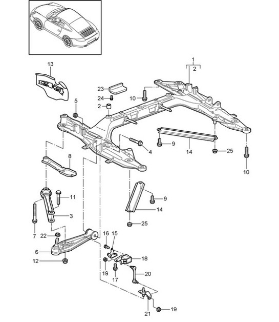 Diagram 401-000 Porsche Cayman 718C (982C) 2017>> Front Axle, Steering 