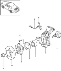 Wheel carrier / Wheel hub 997.2 Carrera 2009-12