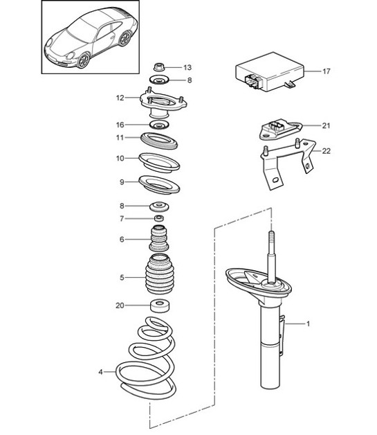 Diagram 402-001 Porsche Macan (95B) MK1 (2014-2018) Front Axle, Steering 