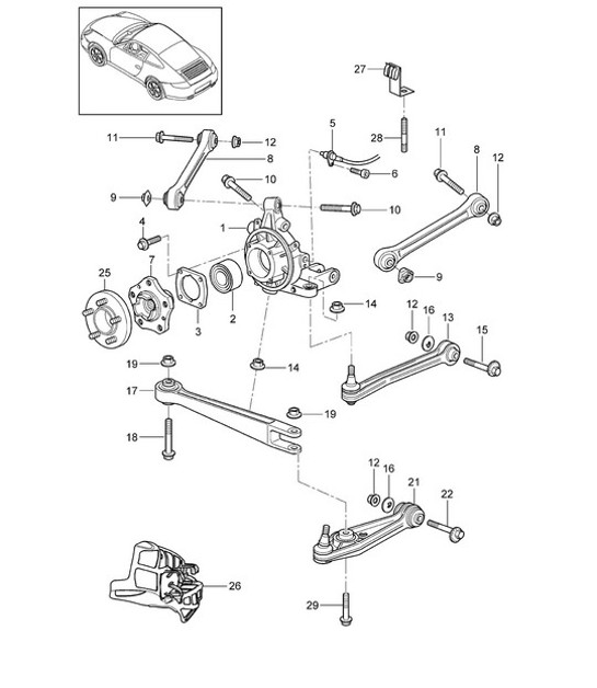 Diagram 501-000 Porsche Boxster 986 2.7L 2003-04 Rear Axle