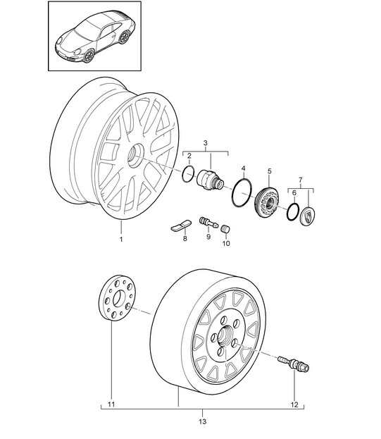 Wheels - Central locking, PR:422 - 992.7 Carrera GTS / 4 GTS