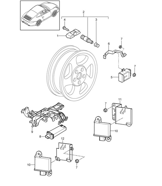 Tyre pressure control system - PR:482,483 - 997.2 Carrera 2009-12