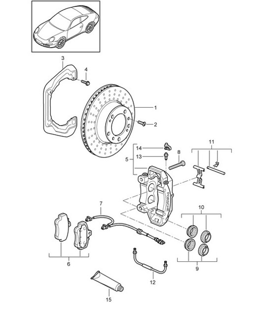 Diagram 603-001 Porsche 997 GT2 2007>> Wheels, Brakes