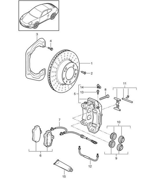 Diagram 603-001 Porsche 997 (911) MK2 2009-2012 Wheels, Brakes