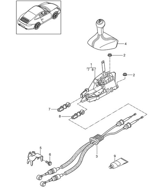 Diagram 701-000 Porsche Cayenne 9PA (955) 2003-2006 Hand Lever System, Pedal Cluster 