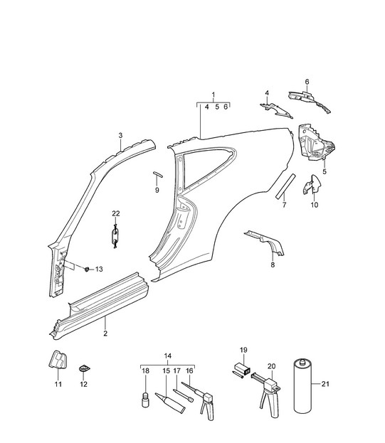 Side part Outer - COUPE - 997.2 Carrera 2009-12