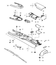 Centre console - REAR  - 997.2 Carrera 2009-12