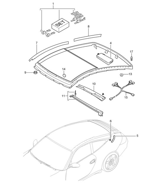 Glass roof / Driving mechanism - TARGA - 997.2 2009-12