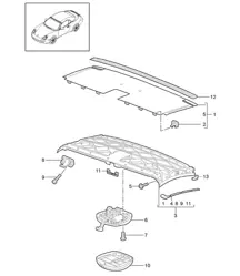 Top frame / Roof frame / Catch - FRONT - 997.2 Carrera 2009-12