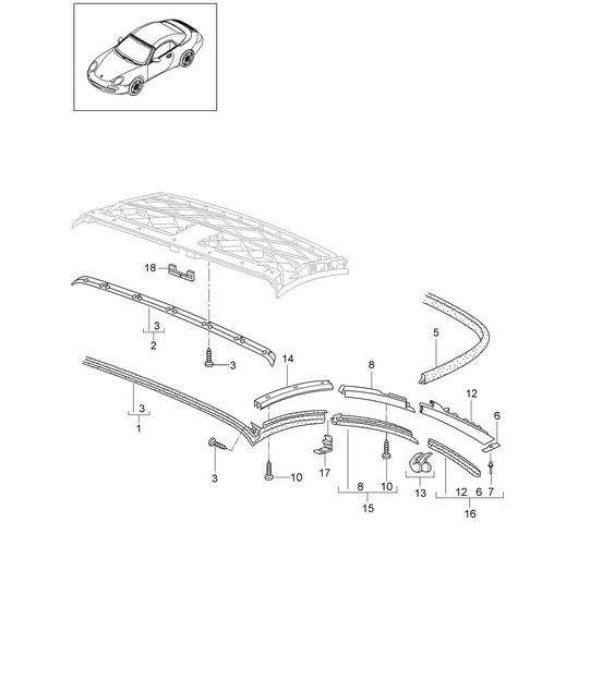 Convertible top / Seal 997-2 Carrera 2009-12
