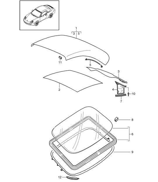 Convertible top covering / Roofliner 997.2 Carrera 2009-12