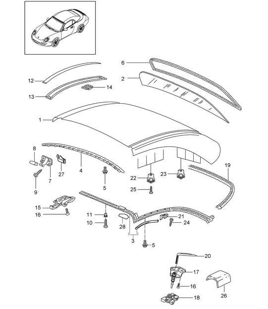Hardtop / Accessories / Gaskets - PR:550 - 997.2 Carrera 2009-12