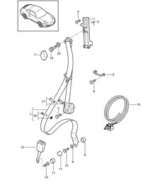 Seat belt, Front - COUPE / TARGA - 997.2 Carrera 2009-12