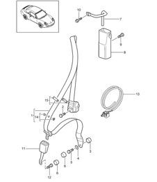 Seat belt, Front - CABRIO - 997.2 Carrera 2009-12