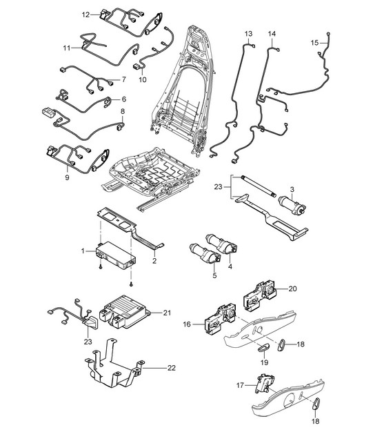 Wire set / Switch / Control unit / Electric motor / Comfort seat 997.2 Carrera 2009-12