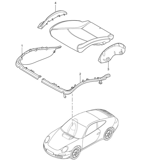 Cushion carrier / Frame / Seat surface / Sports seat 997.2 Carrera 2009-12