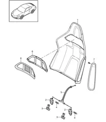 Backrest shell / Bucket seat / Collapsible / Accessories 997.2 Carrera  2009>>