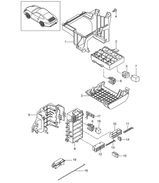 Diagram 902-000 Porsche Boxster 987 MKII 2.9L 2009-12 Electrical equipment