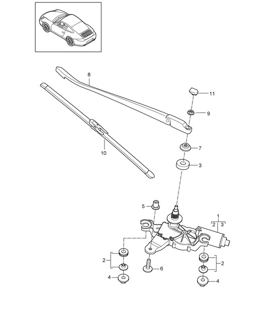 Rear window wiper 997.2 2009-2012