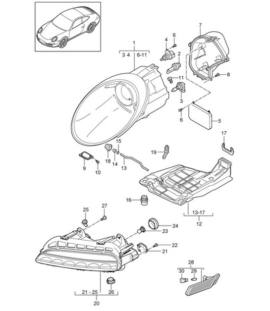 Diagram 905-000 Porsche Boxster 718 (982) 2017>> Electrical equipment