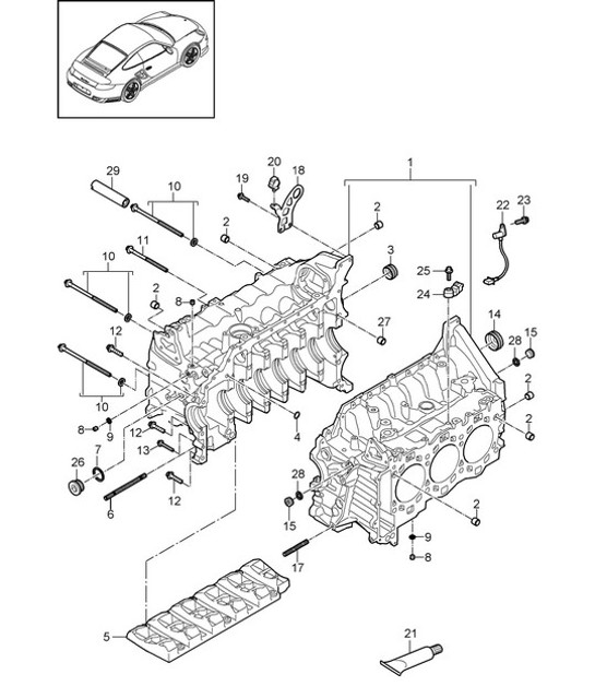 Diagram 101-005 Porsche Boxster S 718 2.5L Manual (350 pk) Motor