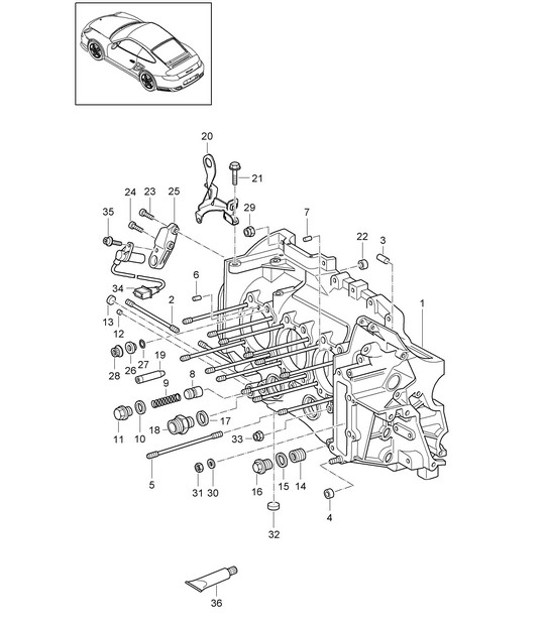 Diagram 101-007 Porsche Boxster 986 2.5L 1997-99 Motore
