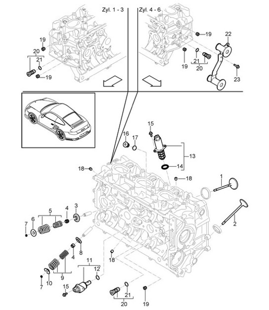 Diagram 103-005 Porsche 970.1 Panamera 4S V8 4.8L 2009-13 Engine