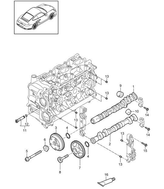 Camshaft / Hydraulic tappet / Camshaft adjuster unit - A170 - 997.2 Turbo 3.8L 2010-13