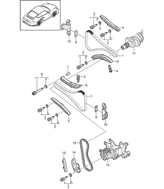 Diagram 103-015 Porsche 997 (911) MK1 2005-2008 Engine