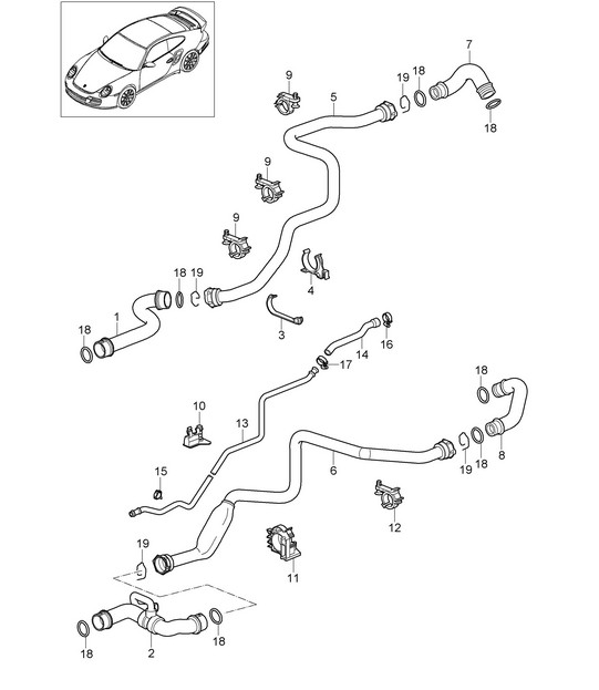 Water cooling 1 - 9770 - 997.2 GT2 RS 3.6L 2010-11