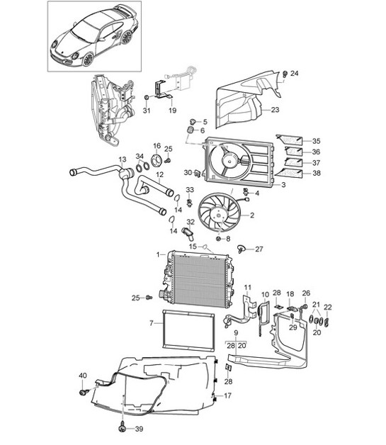 Diagram 105-016 Porsche Boxster 986/987/981 (1997-2016) Motore