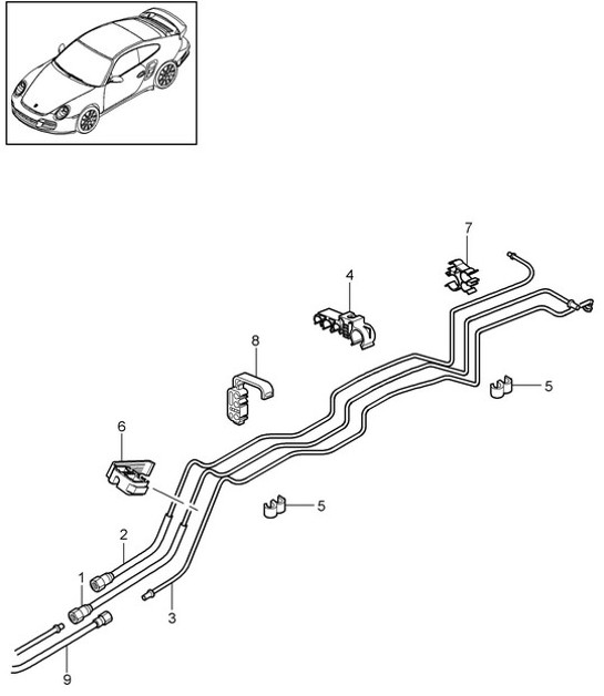 Diagram 201-010 Porsche Macan (95B) MK1 (2014-2018) Fuel System, Exhaust System
