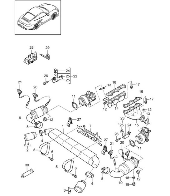 Diagram 202-002 Porsche Macan (95B) MK1 (2014-2018) Sistema de combustible, sistema de escape