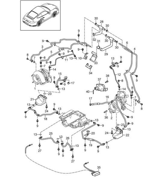 Diagram 202-005 Porsche 964 (911) (1989-1994) Kraftstoffsystem, Abgassystem