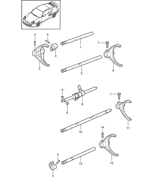 Selector shaft - G9788 - 997.2 GT2 RS 2011