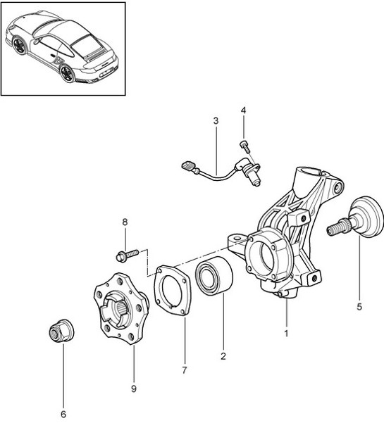 Diagram 401-005 Porsche Boxster 986 2.7L 2003-04 Vorderachse, Lenkung 