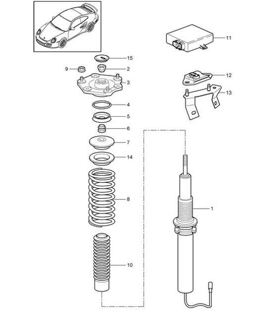 Diagram 402-001 Porsche 997 (911) MK2 2009-2012 Front Axle, Steering 