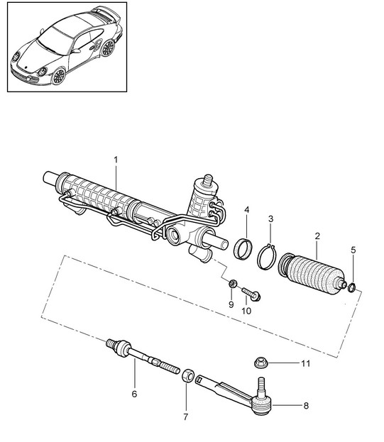 Power steering / Steering gear / Steering parts 997.2 Turbo / GT2 RS 2010-13