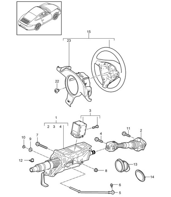 Diagram 403-004 Porsche 997 (911) MK2 2009-2012 Front Axle, Steering 