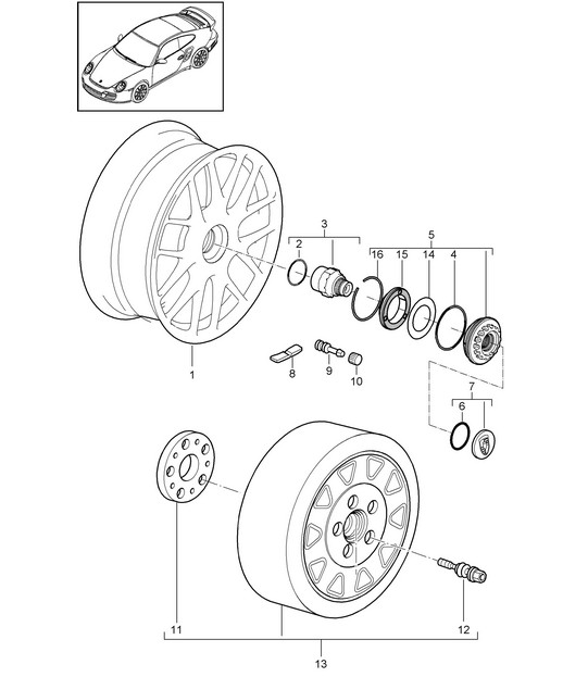 Central locking - PR:422 - 997.2 Turbo 2010-13