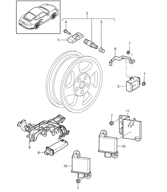 Tyre pressure control system - PR:482,483 - 997.2 Turbo 2010-13