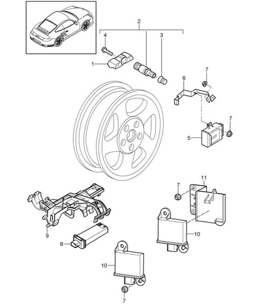 Diagram 601-005 Porsche 356 (1950-1965) Wheels, Brakes