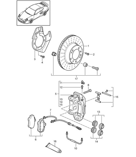 Diagram 602-000 Porsche Cayman 987C / 981C (2005-2016) Wheels, Brakes