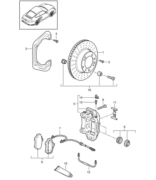 Disc brake / Rear axle 997.2 Turbo 2010-13