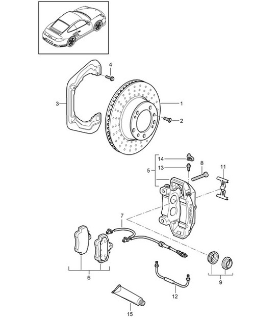 Diagram 603-001 Porsche Boxster 986 2.7L 1999-02 Wheels, Brakes